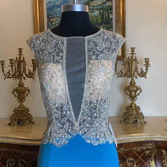 Women’s formal Stretchy rhinestone Illusion evening gown prom dress - Picture 4 of 6